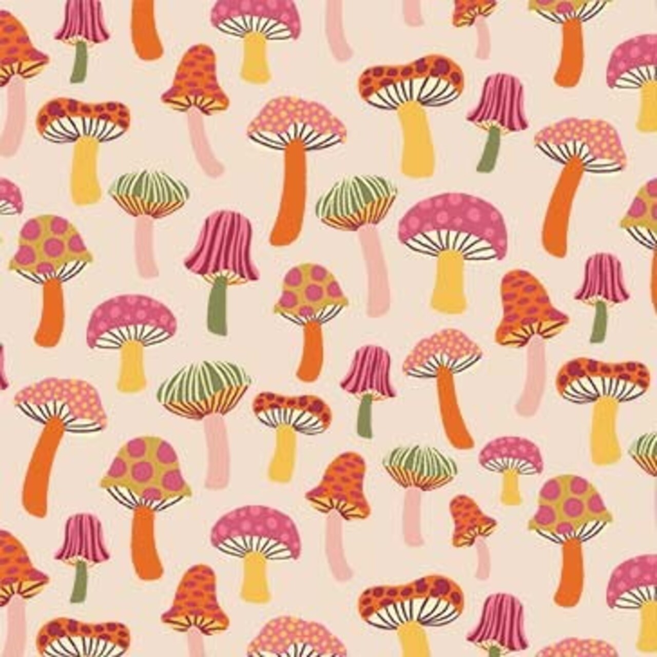 Fabric Michael Miller Whisper Mushroom Medley Feelin' Groovy by the Quarter Yard DCX12469-WHIS-D